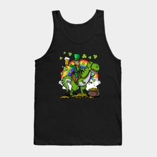 Leprechaun Riding A Dinosaur Shirt Funny Saint Patrick Day's Gift Tank Top